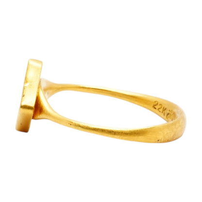 22K Gold Matte Finish Bezel Set Diamond Slice Ring