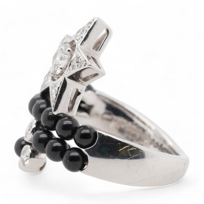 18K White Gold Comète Black Spinel And Diamond Cocktail Ring