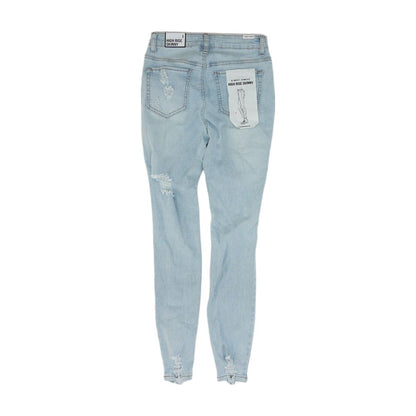 Blue Solid High Rise Skinny Leg Jeans