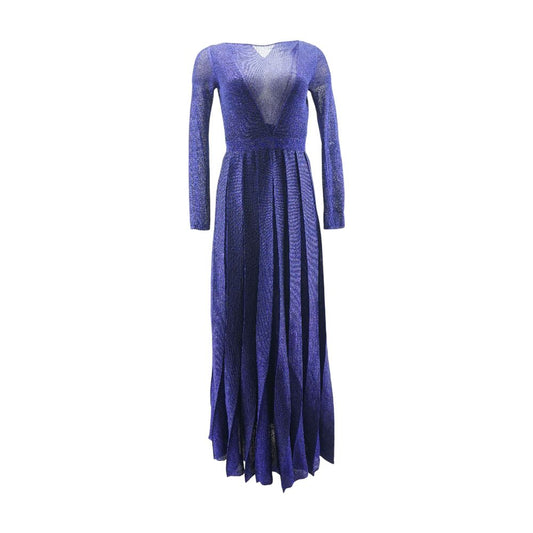 Blue Shimmering Long Sleeve Maxi Dress