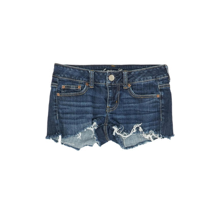 Blue Solid Denim Shorts