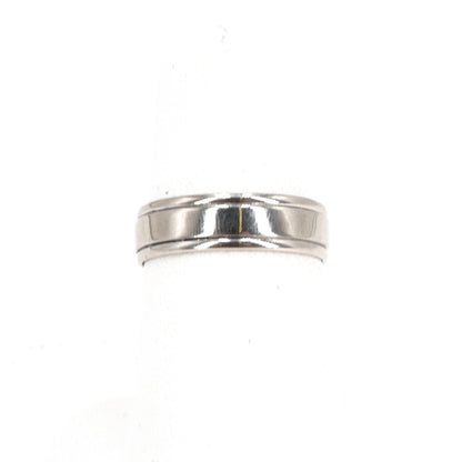 14K White Gold Double Lined Polished Band