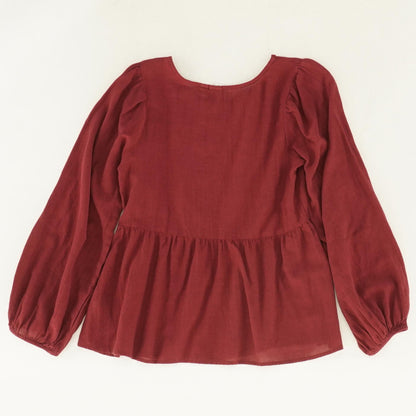 Red Solid Long Sleeve Blouse