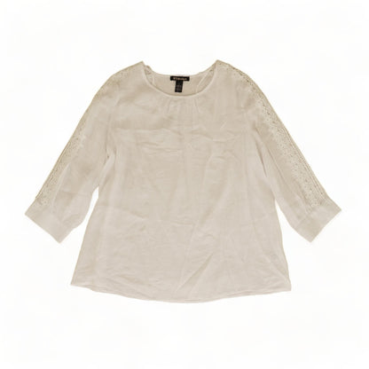 White Solid 3/4 Sleeve Blouse