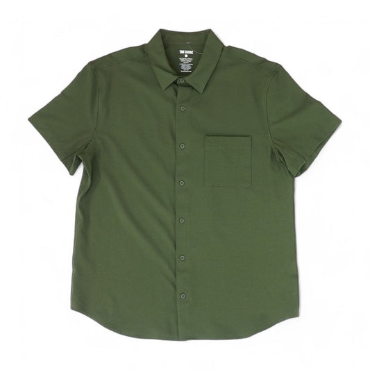 Olive Solid Short Sleeve Button Down