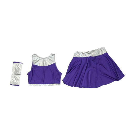 Purple Color Block Cropped Tank & Skirt Set