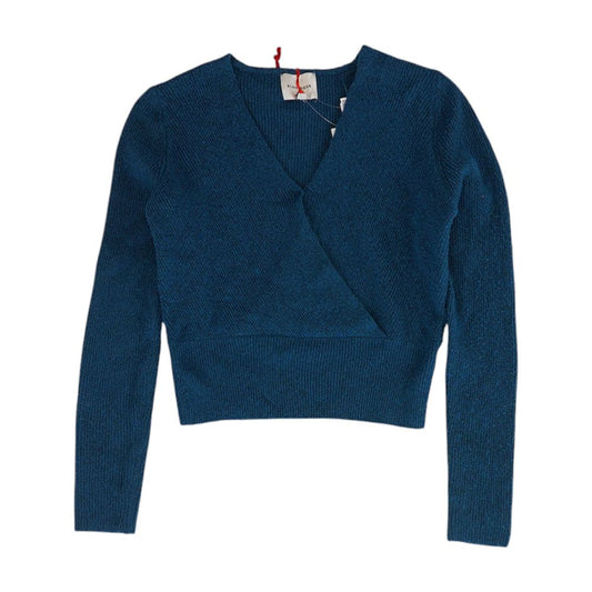 Blue Solid V-Neck Sweater