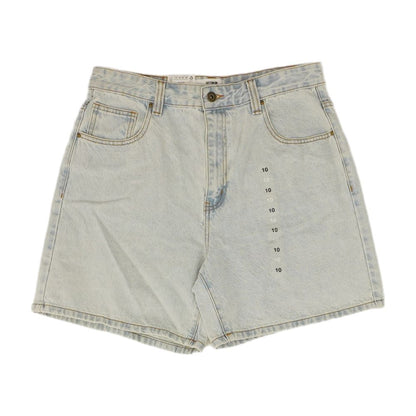 Blue Solid Denim Shorts