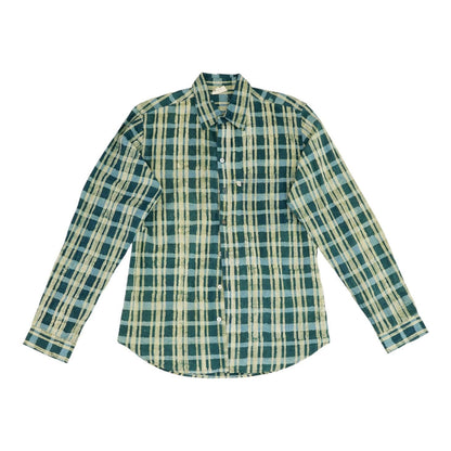 Green Solid Long Sleeve Button Down