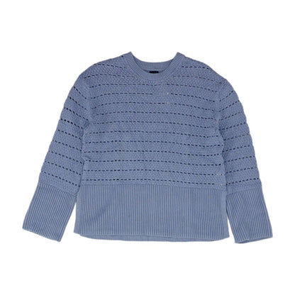 Blue Solid Crewneck Knit Top