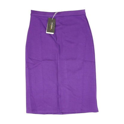 Purple Solid Midi Skirt