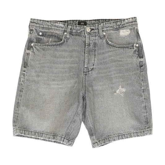 Gray Solid Denim Shorts