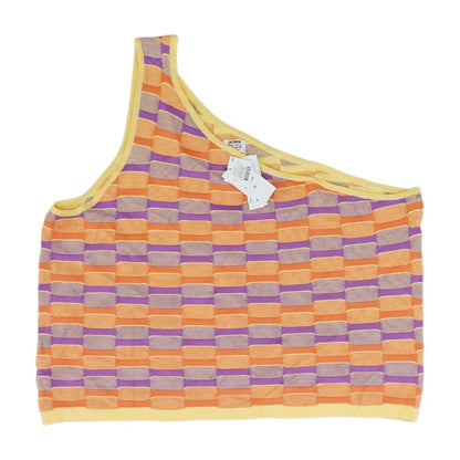 Orange Graphic Sleeveless Blouse