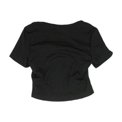 Black Solid Cropped Knit Top