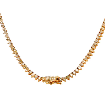 14K Gold Round Diamond Tennis Necklace