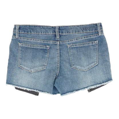 Blue Solid Denim Shorts