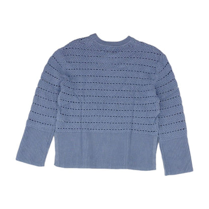 Blue Solid Crewneck Knit Top