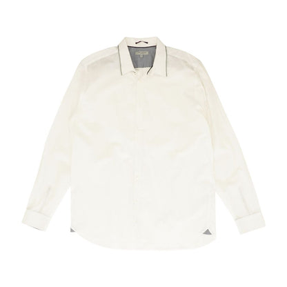 White Solid Long Sleeve Button Down