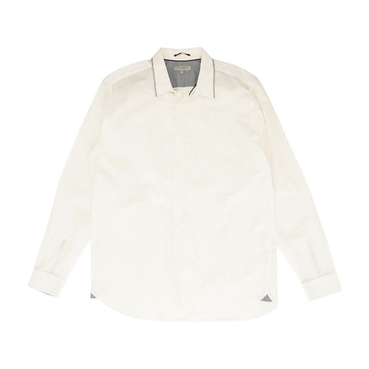 White Solid Long Sleeve Button Down