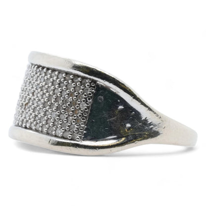 10K White Gold Diamond Pave Wide Band