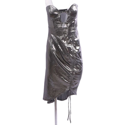 Silver Solid Midi Dress