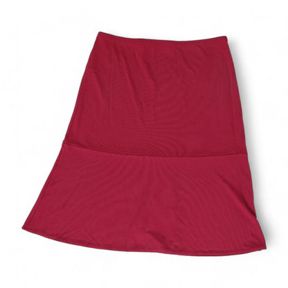 Red Solid Midi Skirt