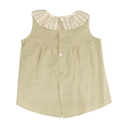 Beige Solid Sleeveless Blouse