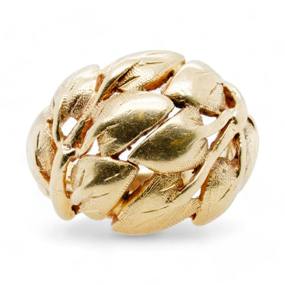 14K Gold Double Leafy Branch Dome Band