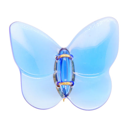 18K Gold Blue Crystal Butterfly Brooch