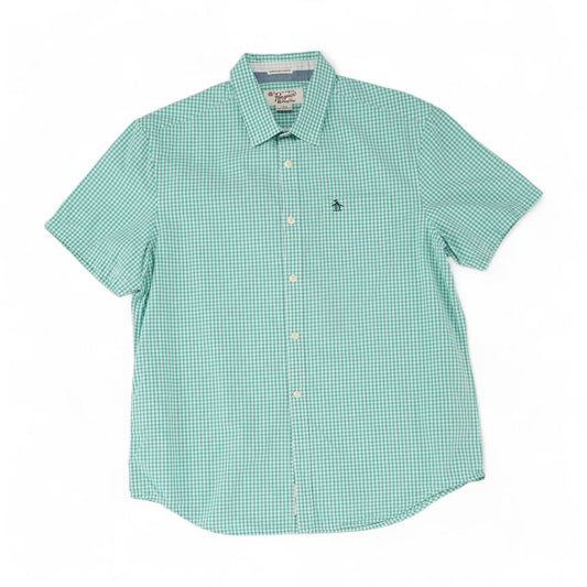 Turquoise Plaid Short Sleeve Button Down