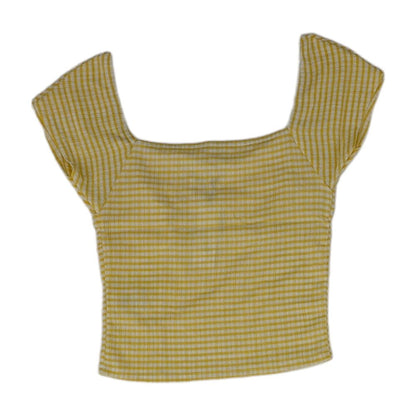 Mustard Striped Cropped Knit Top