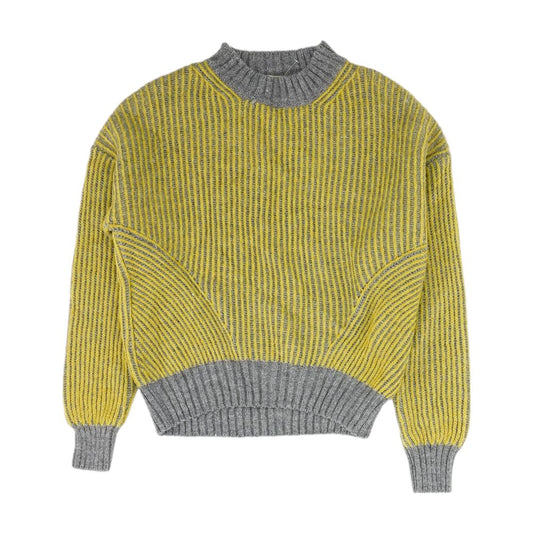 Yellow Striped Mockneck Sweater