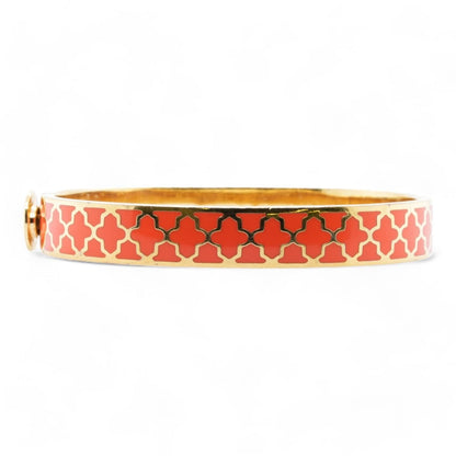 Agama Orange And Gold Tone Hinged Bangle Bracelet