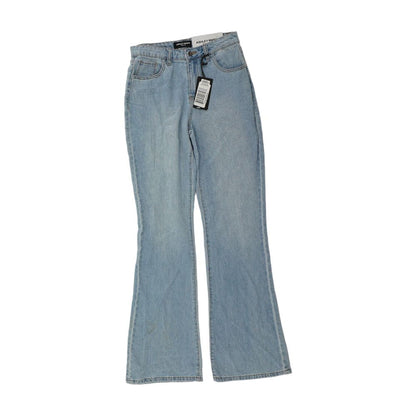 Blue Solid Mid Rise Regular Jeans