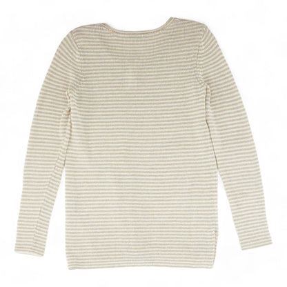 Beige Striped V-Neck Sweater