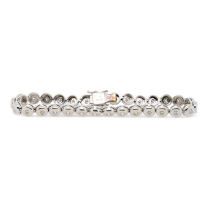 14K White Gold Bezel Bubble Set Diamond Line Bracelet