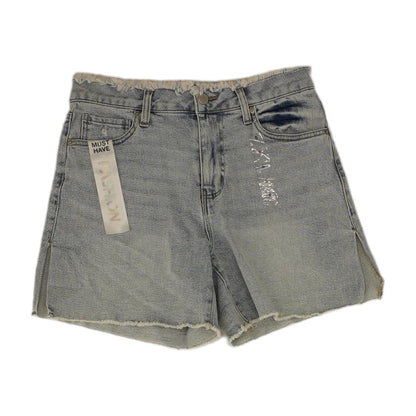 Blue Solid Denim Shorts