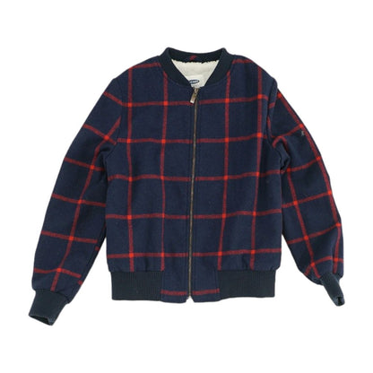 Navy Plaid Bomber Jacket