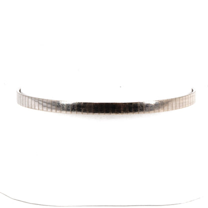 18K White Gold Link Bangle Bracelet With Diamond On The Clasp