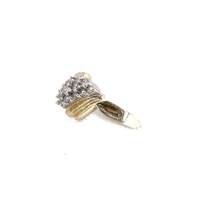 14K Two Tone Gold Vintage Waterfall Style Round Diamond Ring