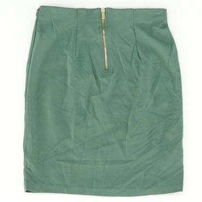 Green Solid Midi Skirt