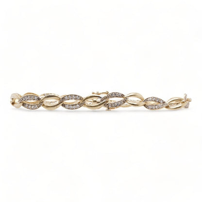 14K Gold Marquise Shaped Link CZ Accent Bracelet