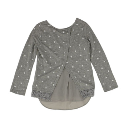 Gray Polka Dot Long Sleeve Blouse