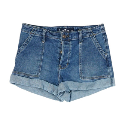 Blue Solid Denim Shorts