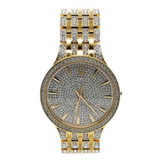 Men's Phantom Crystal Pave Three Hand Stainless Steel Watch