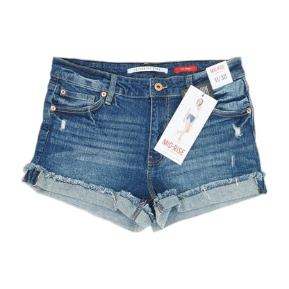 Blue Solid Denim Shorts