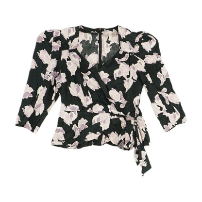 Black Floral 3/4 Sleeve Blouse