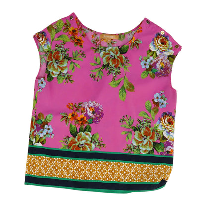 Pink Floral Sleeveless Blouse