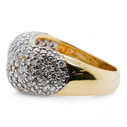 14K Gold Double Dome Diamond Pave Ring Size 8