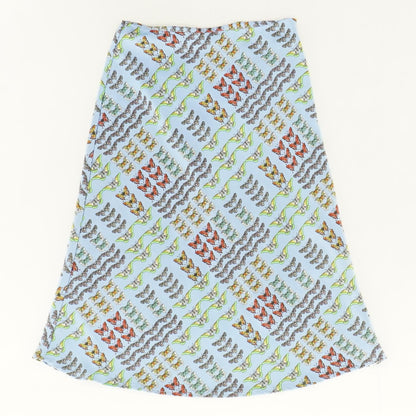 Blue Animal Midi Skirt